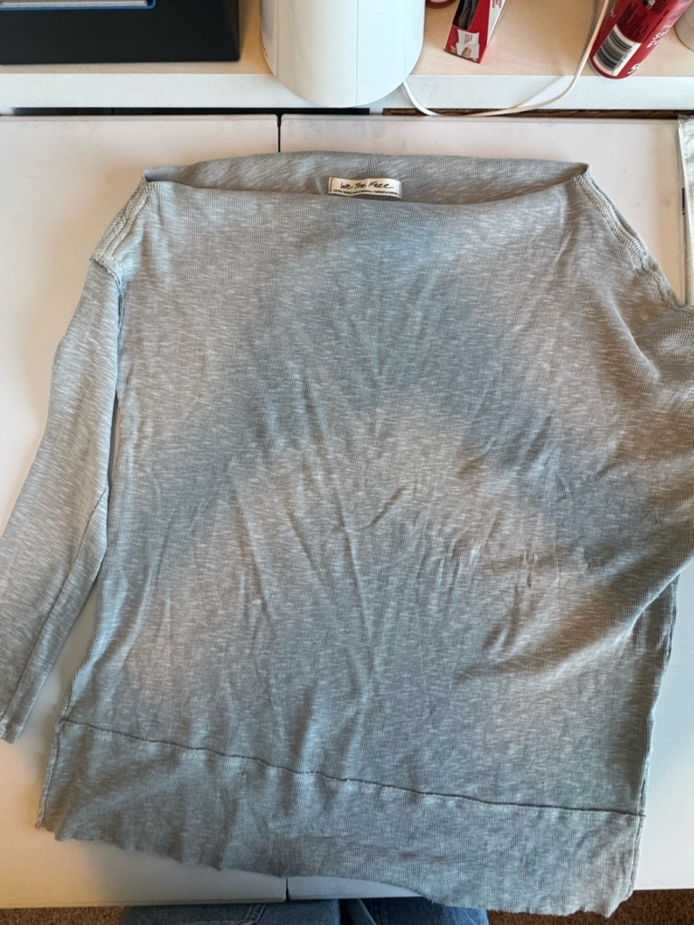 We The Free One-Shoulder Grey Off-The-Shoulder Sweater Size X Small - Picture 5 of 5